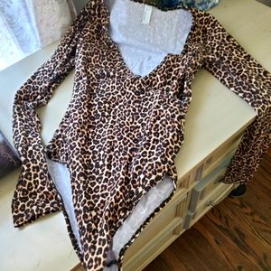 leopard American Apparel body suit